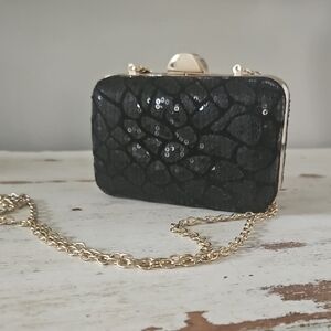Elegant Black Sequin Clutch